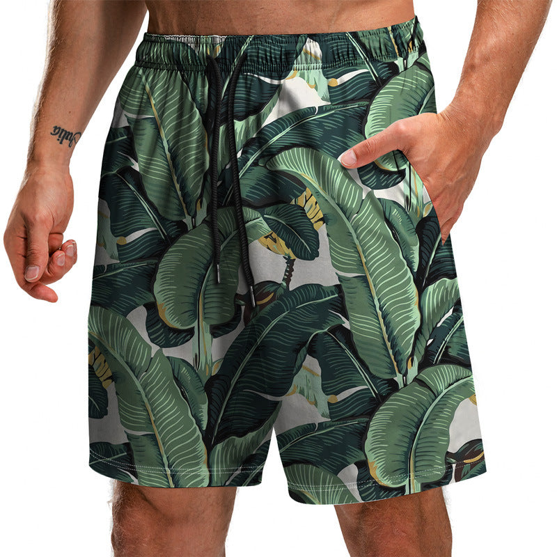 Summer New Leaf Series 3D Printed Shorts for Men