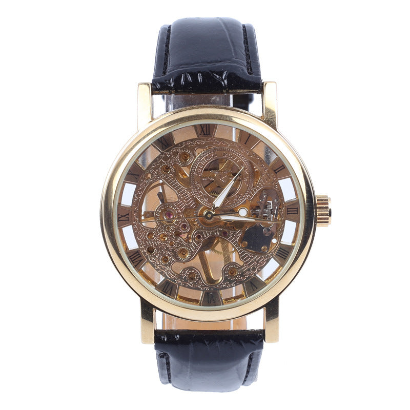 Classic skeleton mechanical watch