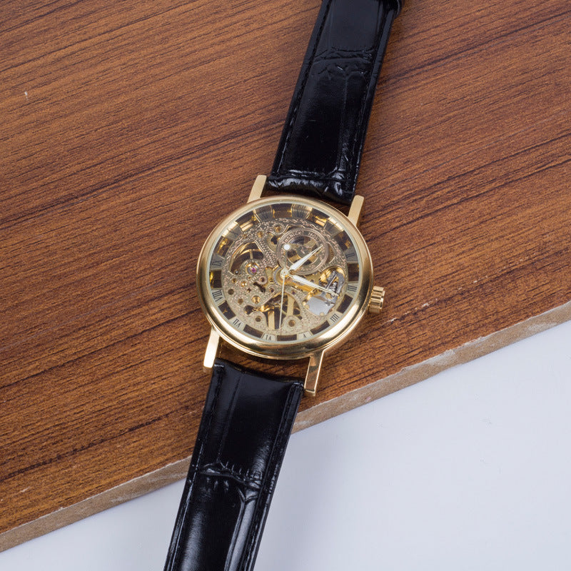 Classic skeleton mechanical watch