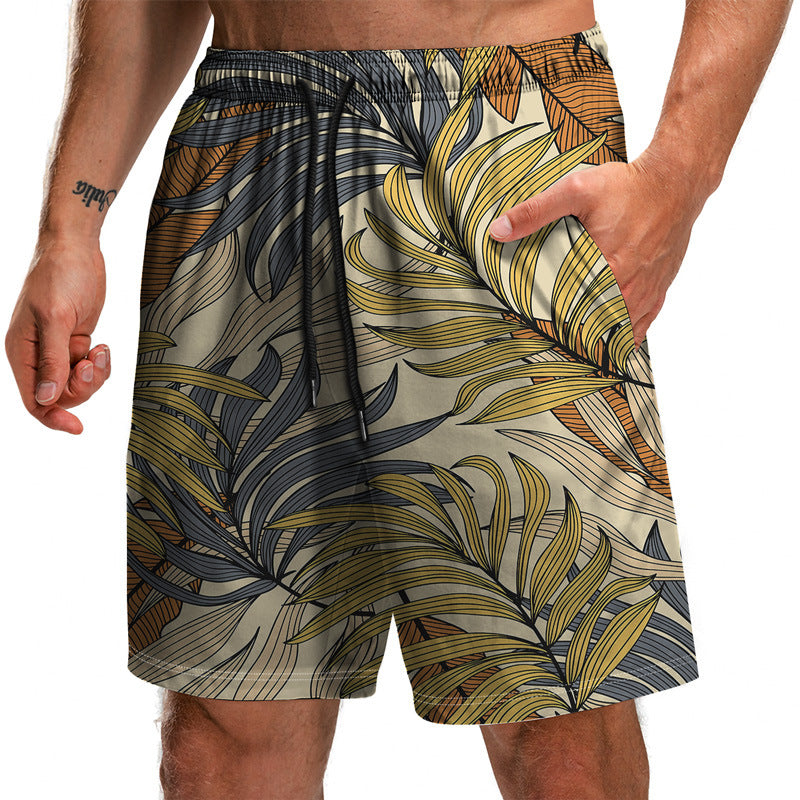 Summer New Leaf Series 3D Printed Shorts for Men