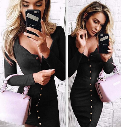 Spring Women Bodycon Slim Long Sleeve Party Cocktail Pencil Mini Dress Sexy Sheath Women Dresses