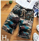 Casual summer men's retro shorts linen cotton shorts