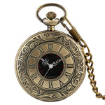 Large Black Classic Roman-character Double Display Pocket Watch