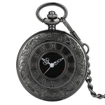 Large Black Classic Roman-character Double Display Pocket Watch