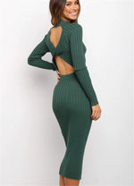 Women's Solid Color Backless Bow Tight Dresses