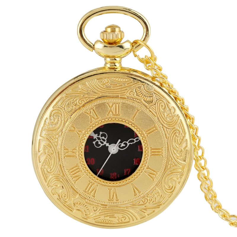 Large Black Classic Roman-character Double Display Pocket Watch