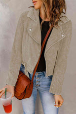 Belted Zip-Up Corduroy Jacket