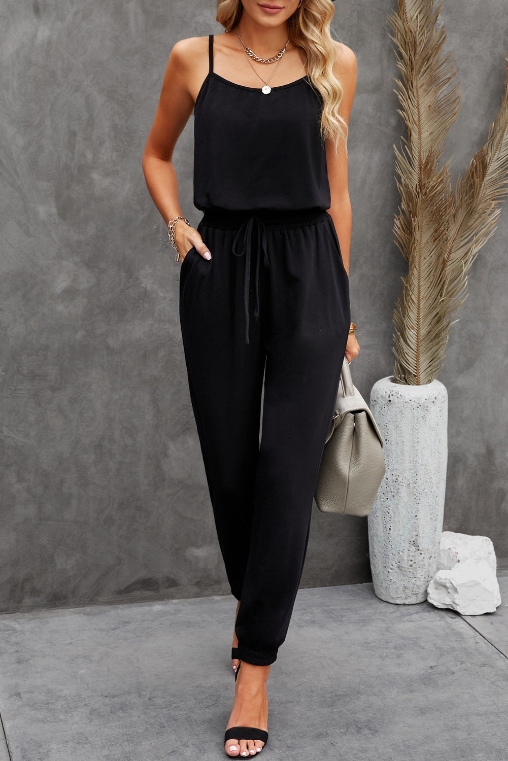 Spaghetti Strap Jumpsuit with Pockets