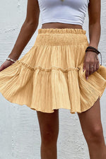 Smocked Waist Frill Trim Skirt